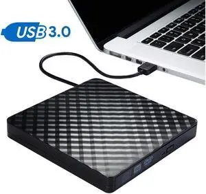 IXJYLCPC External DVD Drive, High Speed Data Transfer USB 3.0 External CD DVD Reader Writer Player for Laptop Desktop MacBook Mac OS Windows 10/8/7/XP/Vista - Black