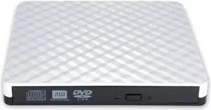 IXJYLCPC External DVD Drive, High Speed Data Transfer USB 3.0 External CD DVD Reader Writer Player for Laptop Desktop MacBook Mac OS Windows 10/8/7/XP/Vista - White
