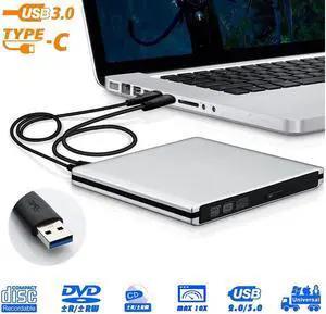 IXJYLCPC Aluminum External CD DVD Drive CD ROM Drive Type C USB 3.0 External CD DVD Player Burner Writer Rewriter USB 3.0 for Laptop/Desktops with Mac 10 OS Windows/Vista/7/8.1/10 Linux System