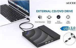 IXJYLCPC USB 3.0/Type-C External DVD CD Drive Burner Portable CD/DVD-RW Burner Writer Player for Laptop Notebook PC Desktop Computer,High Speed Data Transfer Support PC Laptop Desktop MacBook Mac
