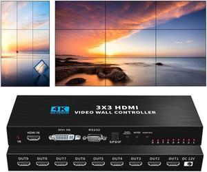 IXJYLCPC 1 in 9 Out HDMI Video Wall Controller 3x3 4K HDMI Video Image Processor1 HDMI/DVI Input 9 HDMI Output, 13 Modes,1x1,1x2 1x3 1x4 2x1 2x2 2x3 2x4 3x1 3x2 3x3 4x1 4x2 Support 180º Rotation