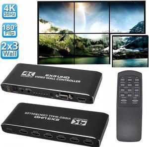 IXJYLCPC 4K Video Wall Controller 14 Display Modes 1x1 1x2 1x3 1x4 1x5 1x6 2x1 2x2 2x3 3x1 3x2 4x1 5x1 6x1TV Wall Processor for 6 TV Splicing Display Support 3840x2160@30Hz HDMI Inputs with RS232