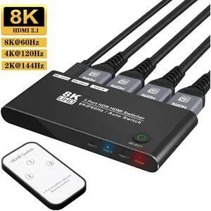 IXJYLCPC HDMI Switch hdmi Switcher 3 in 1 Out with Remote Control, Ultra 8K HD Directional Switch 8K@60Hz 4K@120Hz High Speed 48Gbps Switch 8K hdmi Splitter ps5 Support Xbox X PS5 luminum Shell