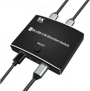 IXJYLCPC USBC KVM Switch 2 in 1 Out 1 in 2 Out 8K60HZ Bidirectional Interconvertible Compatible Computer Host Laptop Mac Cell Phone External TYPEC Monitor TV Projector Selector Switch Box