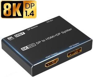 IXJYLCPC Ultra HD 8K DP To HDMI DP Splitter 8K@30Hz 4K@120Hz 1080p@240hz HDMI 2.1 3D HDR 4K 8K SST MST DP1.4 Displayport Video Converter