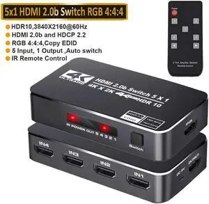 IXJYLCPC HDMI 2.0 Switcher 5 in 1 out 4K/60Hz HDMI Splitter for XBOX 360 PS4 Smart Box 5 in 1 out HDMI 2.0 Switch Adapter Supports Ultra HD Dolby Vision, 18.5Gbps, HDR10, HDCP 2.2 & 3D - OZQ3-3 IXJYLCPC HDMI 2.0 Switcher 5 in 1 out 4K/60Hz HDMI Splitter for XBOX 360 PS4 Smart Box 5 in 1 out HDMI 2.0 Switch Adapter Supports Ultra HD Dolby Vision, 18.5Gbps, HDR10, HDCP 2.2 & 3D - OZQ3-3