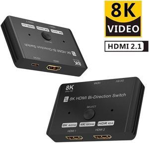 IXJYLCPC New 8K Switcher HDMI 2.1 Switch Splitter 2in 1Out/1in 2Out Ultra HD 8K@60Hz 4K@120Hz High Speed 48Gbps Switch Adapter with Switch Button for Computer Laptop