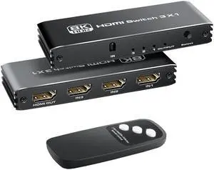 IXJYLCPC HDMI 2.1 Switch 8K 60Hz 4:4:4, HDMI Switcher 3 in 1 Out with IR Remote, 3 Port 4K 120Hz Auto HDMI Selector Hub Support 8K 48Gbps, Compatible with Xbox Series X, PS4 Pro, PS5, UHD TV IXJYLCPC HDMI 2.1 Switch 8K 60Hz 4:4:4, HDMI Switcher 3 in 1 Out with IR Remote, 3 Port 4K 120Hz Auto HDMI Selector Hub Support 8K 48Gbps, Compatible with Xbox Series X, PS4 Pro, PS5, UHD TV
