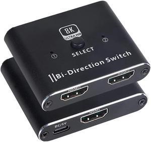 IXJYLCPC New 8K Switcher 48Gbps HDMI 2.1 Switch Splitter Bi-Directional 2 in1 Out/1in 2out Ultra HD 8K@60Hz 4K@120Hz High Speed 48Gbps Switch Adapter with Switch Button for Computer Laptop