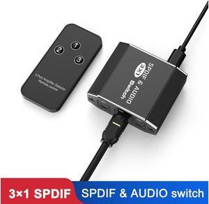 IXJYLCPC 3x1 SPDIF/TOSLINK Digital Optical Audio Switch, SPDIF/Toslink 3 in to 1 Out Powered Amplifier Support LPCM2.0 / DTS / Dolby Digital for PS3 Blue-Ray DVD HDTV