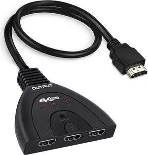 IXJYLCPC 4K@60Hz HDMI Switch 3 Port,4K HDMI Switcher Splitter Box 3 in 1 Out, 3x1 HDM Switch Selector with Pigtail Cable, Support 3D, HDCP 2.2 HDR 10 Monitor Switch for PS4/5 Roku Xbox TV Monitor