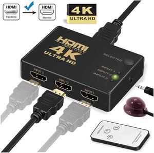 IXJYLCPC HDMI Mini Switcher 3 in 1 Out, 3-Port HDMI Switcher Splitter with IR Remote Control Supports 4K@30HZ 3D HD1080P HDMI Switcher for PS4 Xbox Apple TV Fire Stick Blu-Ray Player