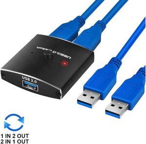 IXJYLCPC USB Switch KVM USB HUB 3.0 Switcher Selector 2in1 Out/1 in 2 Out Bi-Directional KVM Switch for PC Keyboard Mouse Printer 1 PC Sharing 2 Devices USB Switch Includes Two 3.3FT Data Cables