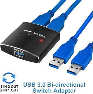 IXJYLCPC USB Switch KVM USB HUB 3.0 Switcher Selector, USB 3.0 Sharing Switch for Multiple Computers and Peripherals LED Device Indicators, Bi-Directional 2 in 1 Out / 1 in 2 Out