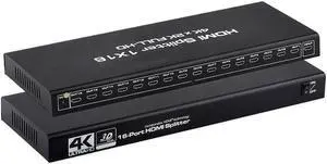 IXJYLCPC HDMI Splitter 1 in 16 Out -4K Hdmi Splitter 1x16 Ports v1.4 Powered 4K/2K Full Ultra HD 1080p US Adapter 3D Support