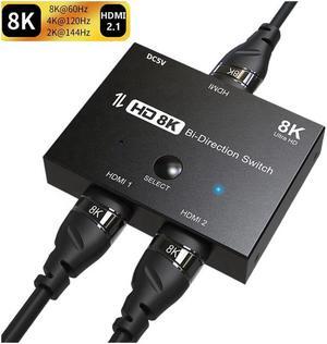 IXJYLCPC Ultra HD 8K Switcher HDMI 2.1 Ultra HD High Speed 48Gbps Directional Switch Bi-Direction 1x2 2x1 8K@60Hz 4K@120Hz Splitter Converter For PS4/5 TV Box HDTV Xbox Projector