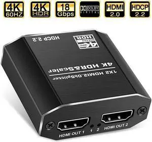 IXJYLCPC HDMI Switch 4K HDMI Splitter-HDMI Switcher Splitter 1 Input 2 Output, Support HDCP2.2, HDMI2.0b, EDID, 3D, RGB 4:4:4 for Xbox PS4 Roku HDTV Fire Stick Blu Ray(with 4 kinds of EDID mode)