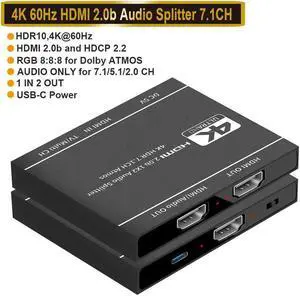 IXJYLCPC HDMI Switch 4Kx2K@60Hz, HDMI Splitter 1 in 2 Out, with Audio Extractor(HDMI Audio Output), Supports HDR, 4K, 3D, 1080P, Work for HDTV, Xbox, PS5/4/3, Blu-Ray Player, DVD, DVR