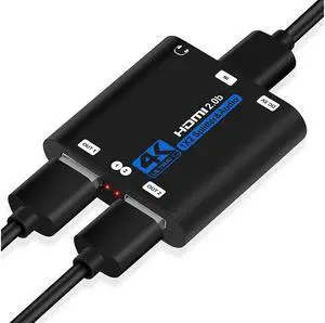 IXJYLCPC 4K@60Hz 1x2 HDMI Splitter with audio extractor,Support HDMI 2.0b and HDCP 2.2, ,RGB 8:8:8(7.1CH Dolby atmos),HDR 10, OZF6-1