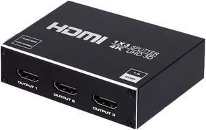 IXJYLCPC 1x3 HDMI Splitter 1 in 3 Out HDMI Splitter Audio Video Distributor Box Support 3D & 4K x 2K Compatible for HDTV, STB, DVD, PS3, Projector Etc