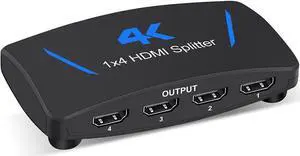 IXJYLCPC HDMI Splitter 4K 30Hz 1X4 Multi-Resolution Output, HDMI 1.4 Splitter Supports 4Kx2K@30Hz 3D HDCP1.4b HDCP1.4 for Xbox PS5/4 Roku Blu-Ray Player Apple TV