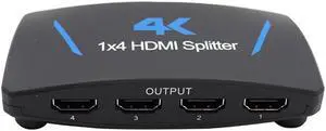 IXJYLCPC 4K Pro 1x4 HDMI Splitter - HDR, 4K 30Hz, with HDCP 1.4 Support (Compatible with PS4/5 Xbox Apple TV Fire Stick Roku Blu-Ray Player)