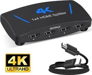 IXJYLCPC 4K HDMI Splitter 1 in 4 Out, 1×4 HDMI Splitter Support 4Kx2K, 1080P, 3D, for Xbox PS5/4 Roku Blu-Ray Player Apple TV