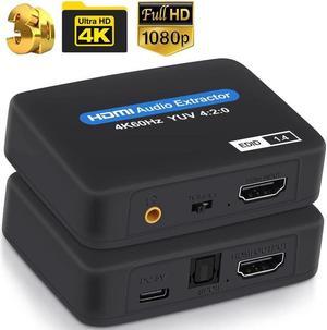 IXJYLCPC HDMI Audio Extractor Converter, 4K@60Hz HDMI to Toslink SPDIF + 3.5mm Stereo Analog Out, HDMI 2.0 Audio Splitter, Support Audio Mode TV, 2.0CH and 5.1CH for PS5 Soundbar Blu-Ray