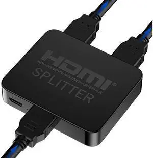 IXJYLCPC Hdmi Splitter 4K@30Hz, Hdmi Splitter 1 in 2 Out for Dual Monitors Duplicate/Mirror, Dual Hdmi Adapter for 2 Monitors Support HDCP1.4, 10.5Gbps, Auto Scaling, Full HD 1080P 3D
