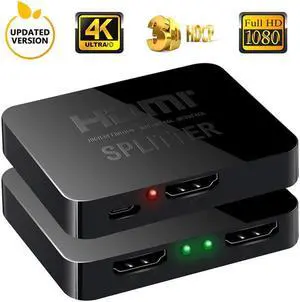 IXJYLCPC 4K@30Hz HDMI Splitter 1 in 2 Out 1x2 Powered HDMI Splitter for Dual Monitors, Full HD HDMI 1080P/ 3D/ 4K Dual Monitors Duplicate/Mirror for PS4 Fire Stick HDTV