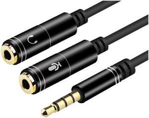 IXJYLCPC (2-PACK) Headset Adapter For Headsets With Separate Headphone And Microphone Plugs 3.5mm Stereo Audio Male to 2 Female Headset Mic Y Splitter Cable Adapter-Black
