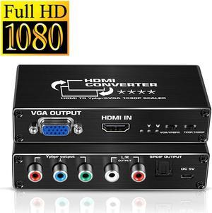 IXJYLCPC 1080P HDMI to Component Converter, HDMI to Ypbpr + R/ L Audio + VGA Adapter with SPDIF Output Compatible with PS3, PS4, HDMI TV Streaming Stick, TV Box, DVD Players with HDMI Output