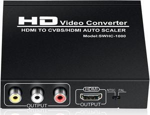 IXJYLCPC 4K HDMI To RCA and Hdmi Converter, HDMI to HDMI+3RCA CVBS AV Composite Video Audio Adapter/Splitter, with Power Adapter Support 1080P, PAL, NTSC, for HD TV, Older TV,Camera, Monitor, etc