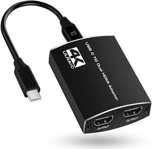 IXJYLCPC USB C to Dual HDMI Adapter 4K@60Hz with Power Delivery and 3.5mm Audio Jack, Type C to HDMI Converter Compact Premium,USB-C Splitter for MacBook Pro/Air Yoga 920/Thinkpad T480 XPS 13/15