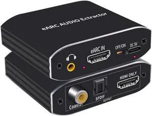 IXJYLCPC 192KHz HDMI2.1 Audio Extractor Converter, HDMI to HDMI Audio Splitter and Optical Toslink SPDIF + L/R Stereo HDMI eARC Adapter Converter Support HDR HDCP2.3 3D for PS4/Roku/Bul-Ray