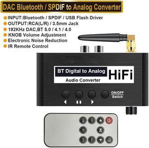 IXJYLCPC Digital to Analog 3.5mm AUX RCA Audio Converter Adapter Toslink(S/PDIF) Optical to RCA 3.5mm Headphone Jack with v5.0 Bluetooth & USB for HDTV Home Theater Cinema Soundbar Speaker