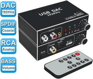 IXJYLCPC Digital to Analog Audio Converter 192kHz Aluminum DAC Converter Volume Control, Digital Optical Coaxial Toslink to Analog Stereo L/R RCA 3.5mm Adapter for TV DVD PS4 Xbox Amp Cinema