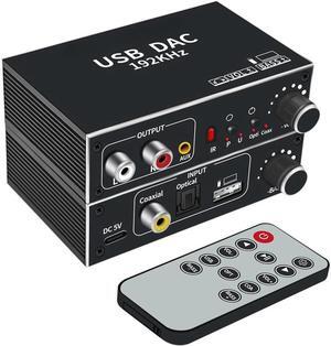 IXJYLCPC Digital to Analog Converter DAC Supports Volume Control,Optical to RCA Converter, Digital Coaxial SPDIF Toslink USB to Analog Stereo LR RCA 3.5mm Jack Audio Adapter for PS3 HD DVD PS4