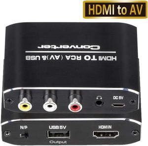 IXJYLCPC HDMI to AV CVBS Converter 1080P Mini HDMI to RCA Composite Video Audio Converter Adapter Box with 3.5mm Aux Audio Support PAL/NTSC for HDTV PS4