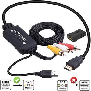 IXJYLCPC 1080P HDMI HDTV to 3 RCA/AV Audio Video Cable Converter Adapter Cord Lead NTSC/PAL System Switch With USB charging for PC VCR HDTV Plug Play Converter Cable 1080P HD