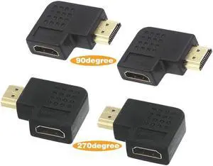 IXJYLCPC HDMI Connector Male Female to HDMI Female Extended Adapter 4K Converter Extender Flat 270 90 Degree Angle HDMI Up Down Right Left Converter for 1080P HDTV PC HDMI Port Device