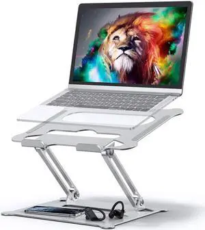 IXJYLCPC Laptop Stand, Laptop Holder Riser Computer Tablet Stand, Adjustable Aluminum Ergonomic Foldable Portable Desktop Holder Compatible with MacBook,iPad,10-17 (Z19-Silver)