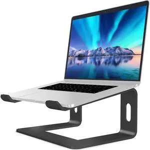 IXJYLCPC Laptop Stand, Aluminum Ergonomic Laptops Elevator for Desk, Sturdy & Protective Computer Riser, Cooling Better Metal Holder Compatible with 10 to 15.6 inches Notebook Computer, Black