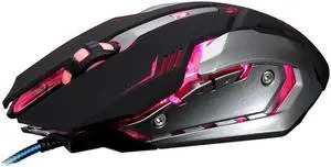 IXJYLCPC 3500DPI 6 Buttons Wired Gaming Mice, Metal Mechanical Luminous Macro Programming USB Game Mouse With Colorful Breathing Lights Black
