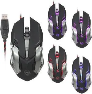 IXJYLCPC Wired Gaming Mouse 4 Color Backlit Ergonomic Mouse support Programmable up to 3200 DPI for Windows PC Gamers (Black)
