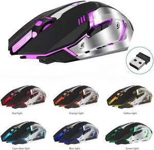 IXJYLCPC M10 Wireless Gaming Mouse Rechargeable, 2.4G Optical Wireless Computer Mice with 600mah Lithium Battery Compatible with Laptop PC, 5 Buttons, 2400 DPI (Black)