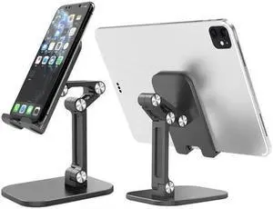 IXJYLCPC Cell Phone Stand for Desk [Full Foldable & Adjustable] Compatible with iPhone Samsung S21 Note20 Phone Stand Holder 4"-12.9" Device, Cell Phone,iPad,Nintendo Switch,eBook Reader -Black