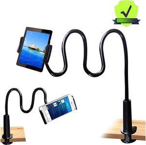 IXJYLCPC Cell Phone Tablet Desk Mount Stand 360° Tablet Stand and Holders Adjustable for iPad, iPhone, Samsung, Asus and More 4.7-10.6 inch Devices, Good for Bed, Kitchen, Office(Black)