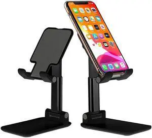 IXJYLCPC Upgraded T9 Foldable Cell Phone Stand T7 Portable Aluminum Phone Holder Adjustable Phone Dock Cradle Compatible with iPhone Pro Max Small Tablets and Other Phones,4-12.9Inches Black