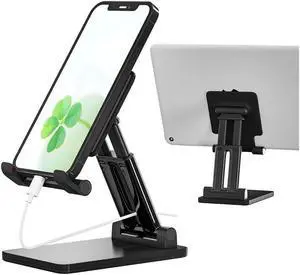 IXJYLCPC Foldable Cell Phone Stand, T7 Portable Aluminum Phone Holder, Adjustable Phone Dock Cradle Compatible with iPhone 13/12/11 Pro Max, Samsung Galaxy, Small Tablets and Other Phones, White